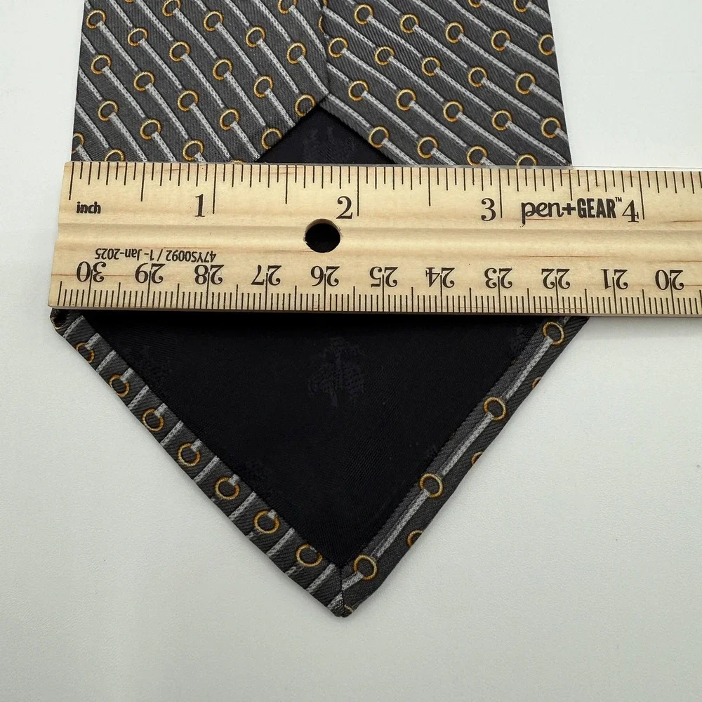 Brooks Brothers Tie Mens Gray Silk Geometric Pattern Made‎ In USA Dress